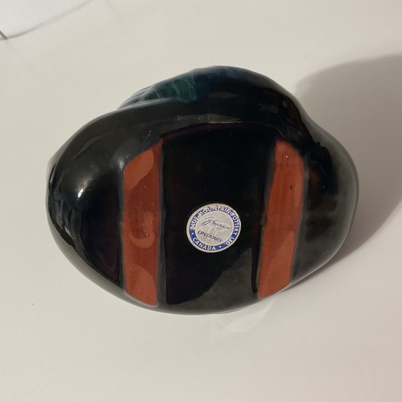 VTG Blue Mountain Pottery Swan Planter Canada Drip Glaze - Picture 5 of 6